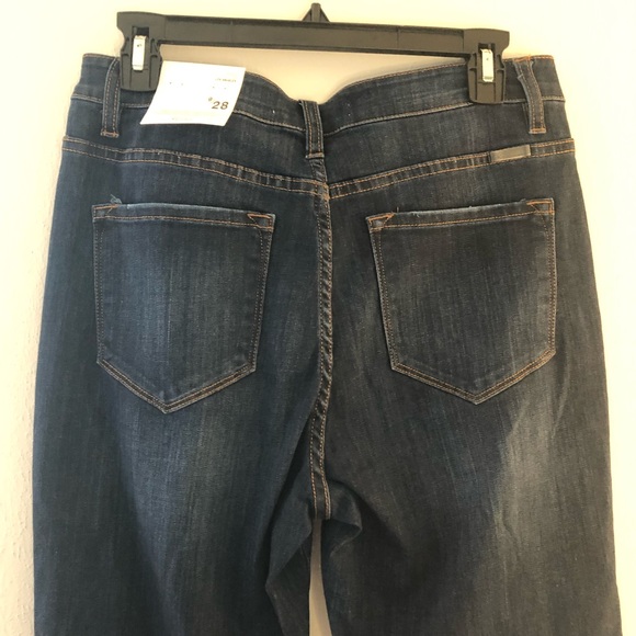 KanCan Jeans Skinny Jeans Dark Wash Fringe & Zipper Hem Sz 9/28 BNWT Style 7285D - Picture 9 of 13